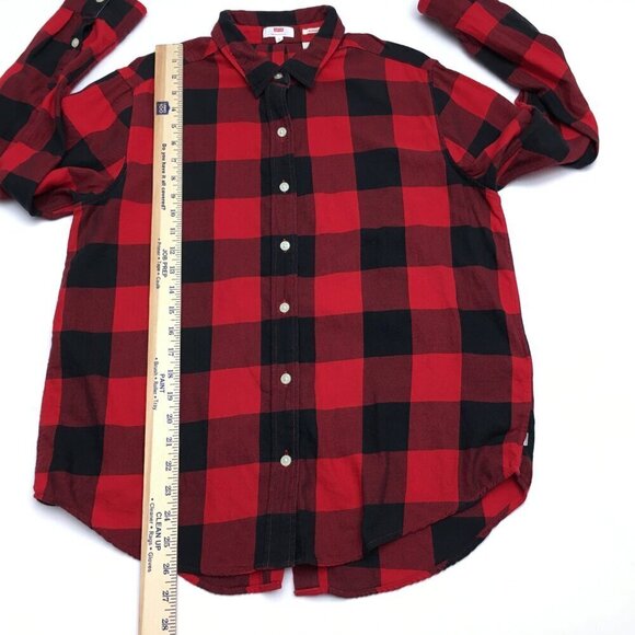 Levi's Women's Red Black Flannel Shirt Boyfriend Fit Button Front Long Sleeves M - Picture 7 of 9
